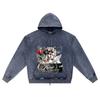 DTG Print Knitted Denim Zip-Up Hoodie Love's Luxury Brother Print Zipper Hoodies  