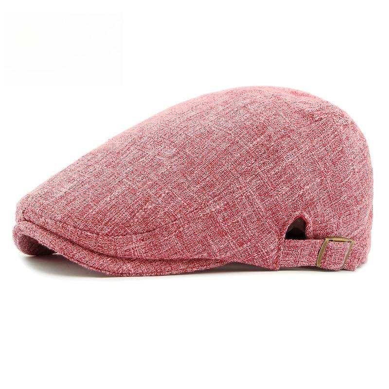 Unisex Big Head Friendly Linen Look Flat Cap Spring Summer Breathable Ivy Cap Adjustable Retro British Beret Cabbie Hat