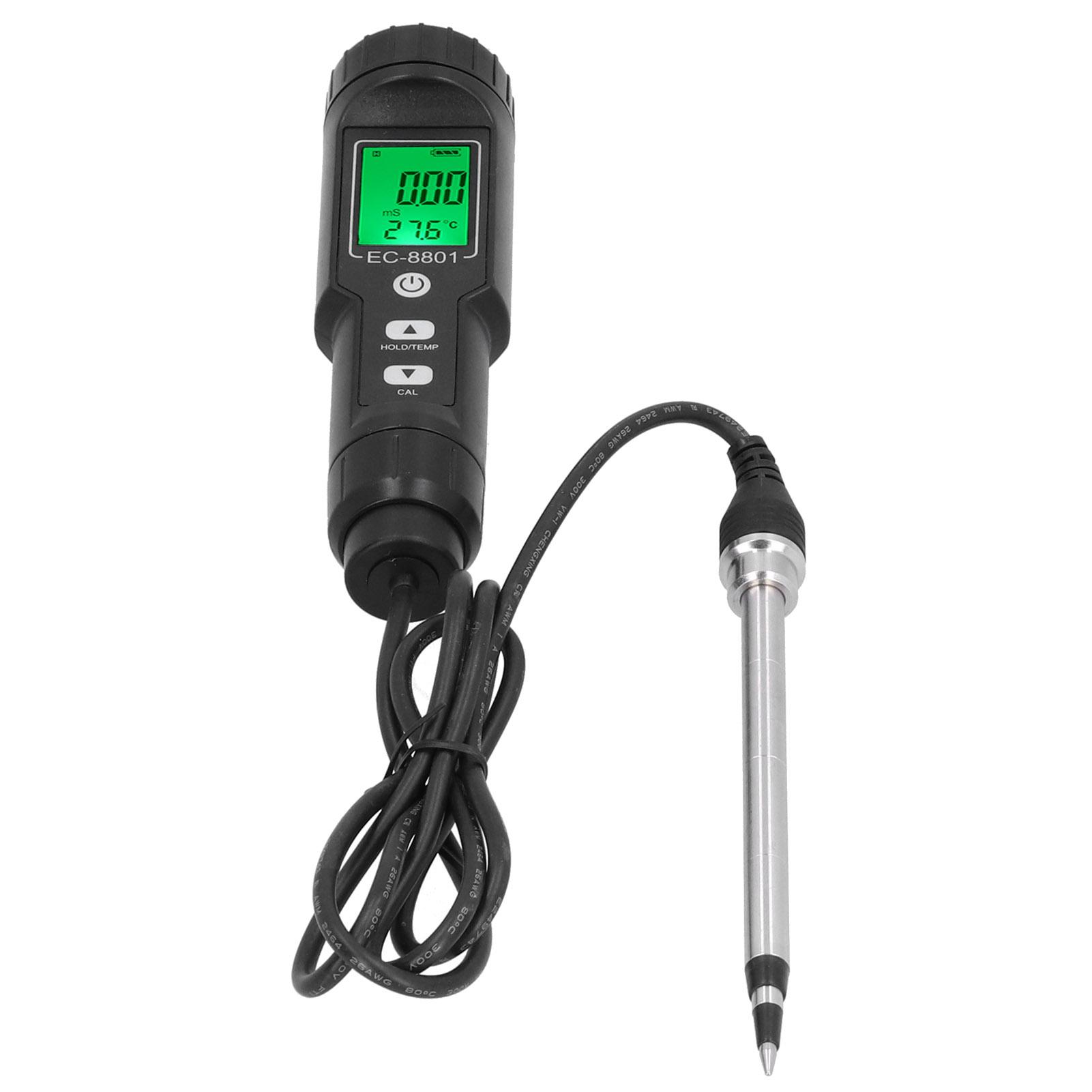 

Soil EC Temperature Tester with Backlight Portable Conductivity Meter Hydroponics Agriculture