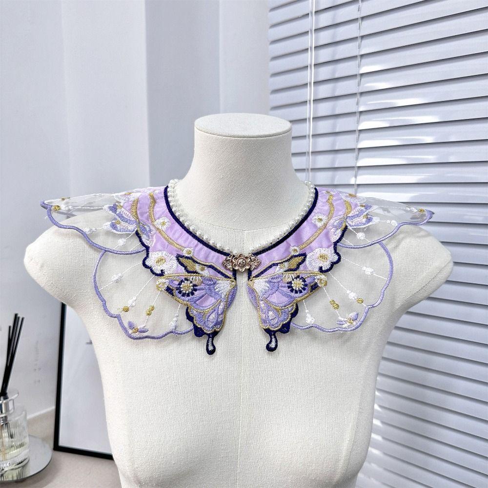 Embroidery Decoration Hanfu Shawl Butterfly Kids Shirt False Collar Hanfu Accessories