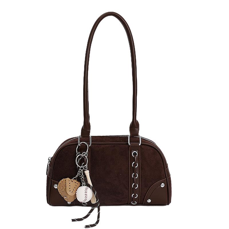 

2025 autumn and winter fashion retro Boston bag women s versatile commuter shoulder underarm bag Korean version of work commuter bag No pendant