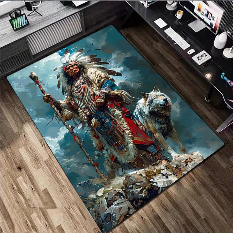 Native American Print Rug - Home Decoration Carpet For Living Room Bedroom Flooring Computer Chair Area Rug