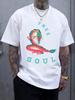 "Free Soul" Dragon Print T-shirt - Casual Crew Neck