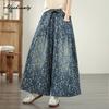 2026 Koreanische Mode Frühling Herbst Damen Weite Jeans Kordelzug Hoher Bund Blumendruck Baggy Denim Hose Vintage Lässig Locker Damen Jeans