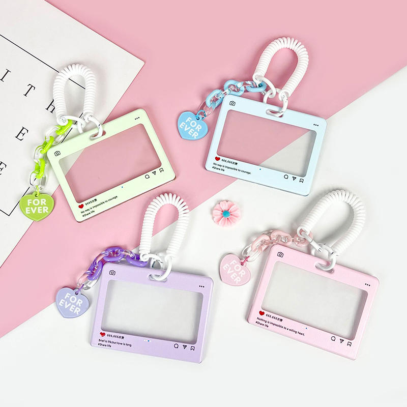 Dialog Box Transparent Card Cover Student Cartoon Slider Card Pack Game Card ID Card Set Pendant Anti-lost Card Holder