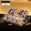 Transparent Acrylic Badge Display Stand: Tiered Desktop Organizer for Gacha, Merchandise, and Pins.