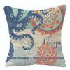 Marine Creatures Sea Horse Turtle Whale Octopus Linen Cushion Cover Pillow Cover