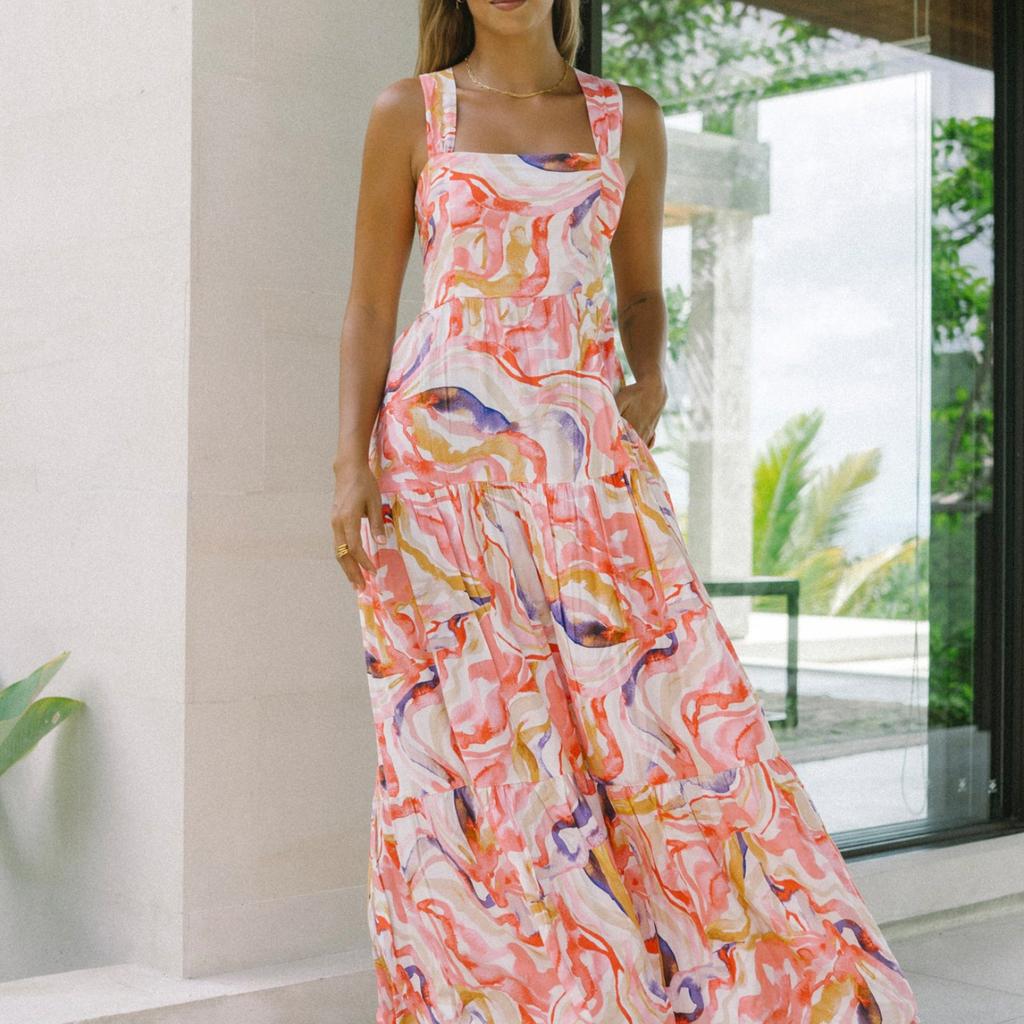 Sommer Neues Urlaubs-Strandkleid Lockeres Trägerkleid