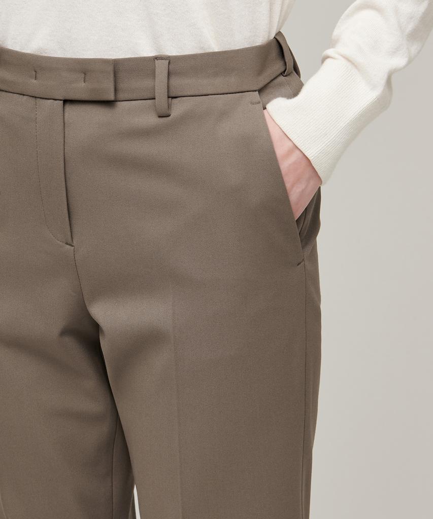MUSINSA STANDARD WOMAN Women'S Heavyweight Fleece-Lined Slim Straight Hidden Elastic Waist Slacks [Dusty Beige]