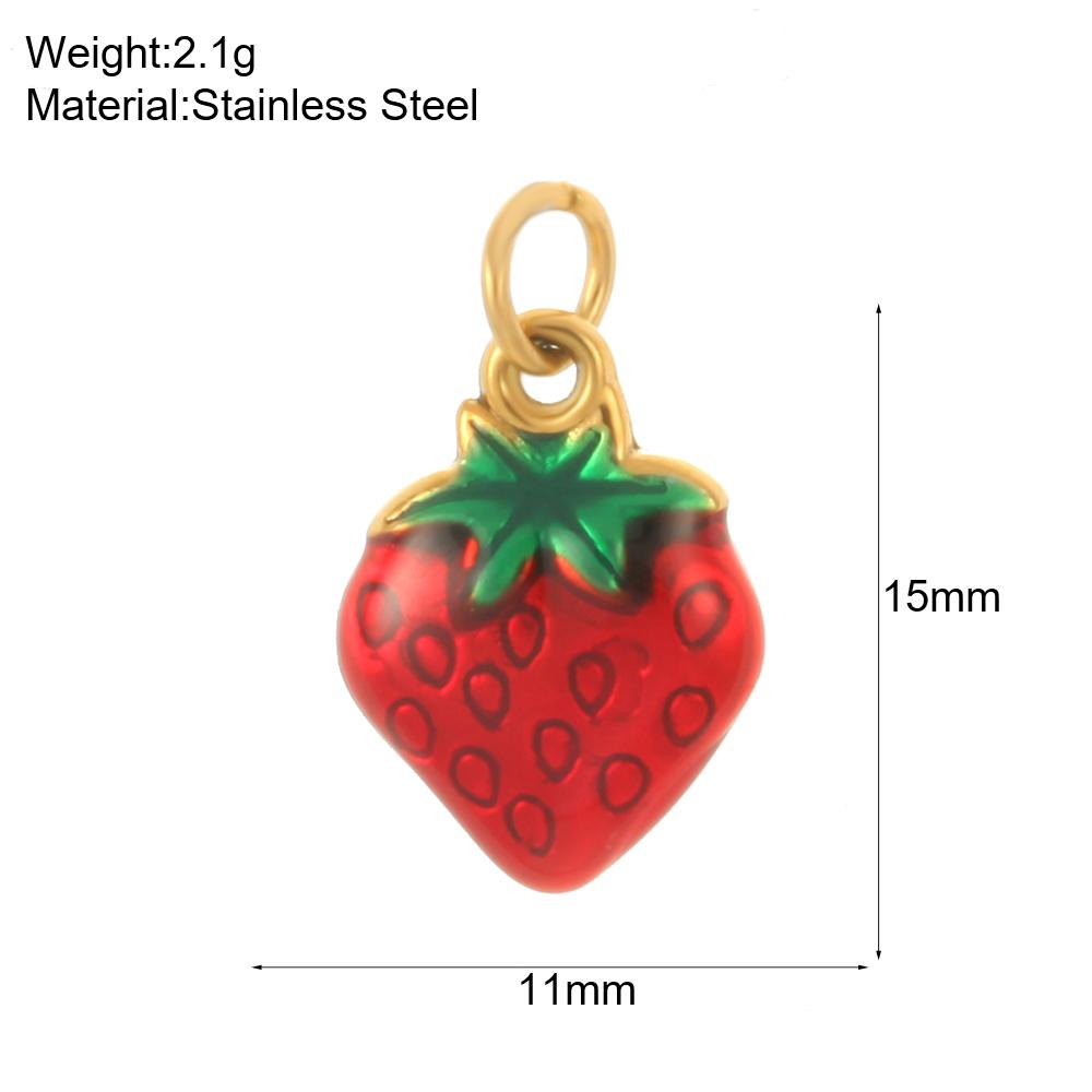 Stainless Steel Women's Stainless Steel Fruit Pendant Strawberry Watermelon Banana Pendants Women Zircon DIY Charms Accessories