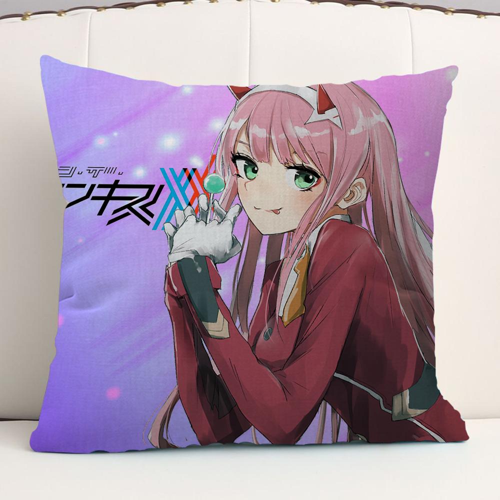 Darling In The FranXX Zero Zero Two Cushion Cover Car Throw Pillow Case For Sofa Car Christmas Gift 40x40cm 45x45cm