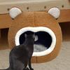 Cat Bed for Indoor Cats Sleeping with Hanging Toy Breathable Hideaway House Semi
