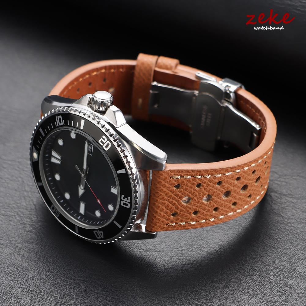 Vintage Handgefertigtes Leder Uhrenarmband 18mm 20mm 22mm für Seiko Atmungsaktives Poröses Rindsleder Uhrenarmband Faltschließe Armband Gürtel