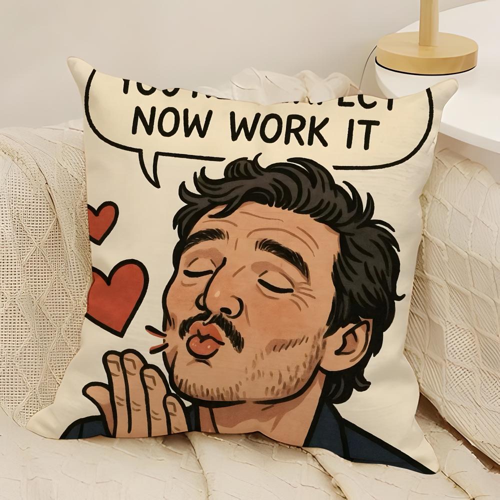 Interesting demeanor Man PPedro Pascal Pillow Case Natural Linen DoubleSided Printing Sofa Home Decor Cushion Cover
