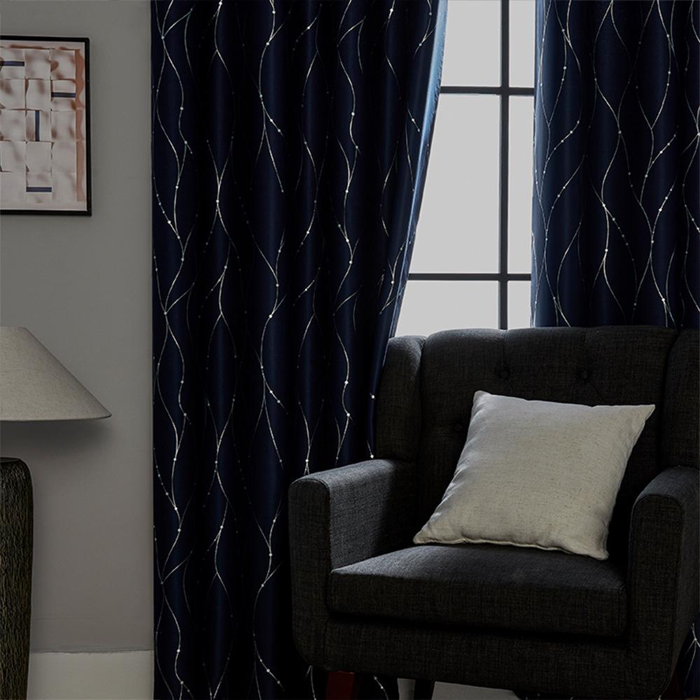 Grommet Blackout Curtains with Hot-Stamped Silver for Bedroom & Living Room