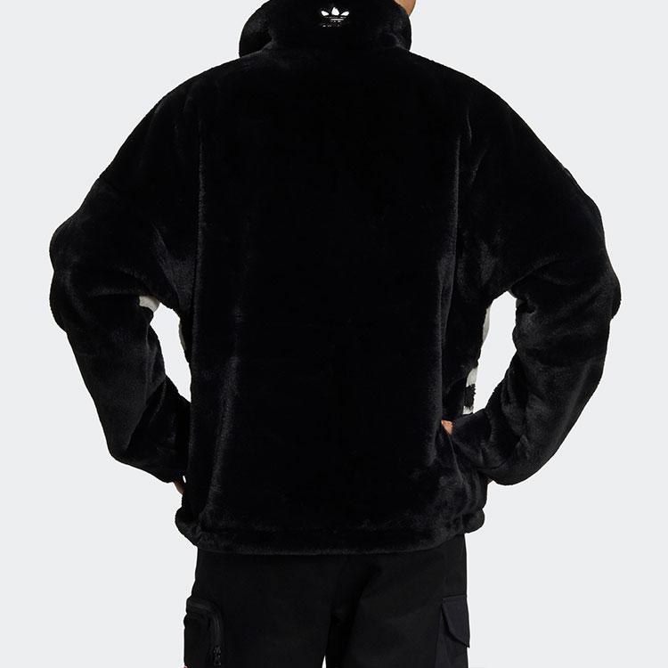 Adidas Originals Colorblock Large Logo Loose Stand Collar Sports Thick Jacket Men Jackets Black HC0323