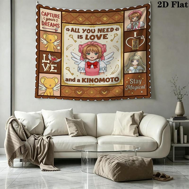 Cardcaptor Sakura Wall Tapestry Aesthetic Wall Hanging Printed Fabric Blanket Decorative Tapestries For Bedroom Living Room Home Decor