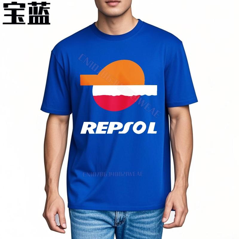 Lustiges T-Shirt Streetwear Weiches Baumwoll-T-Shirt Repsol Logo Auf Schwarzem Shirt Erwachsenen Kurzarmshirt Anime Minimalistisches T-Shirt Kurz