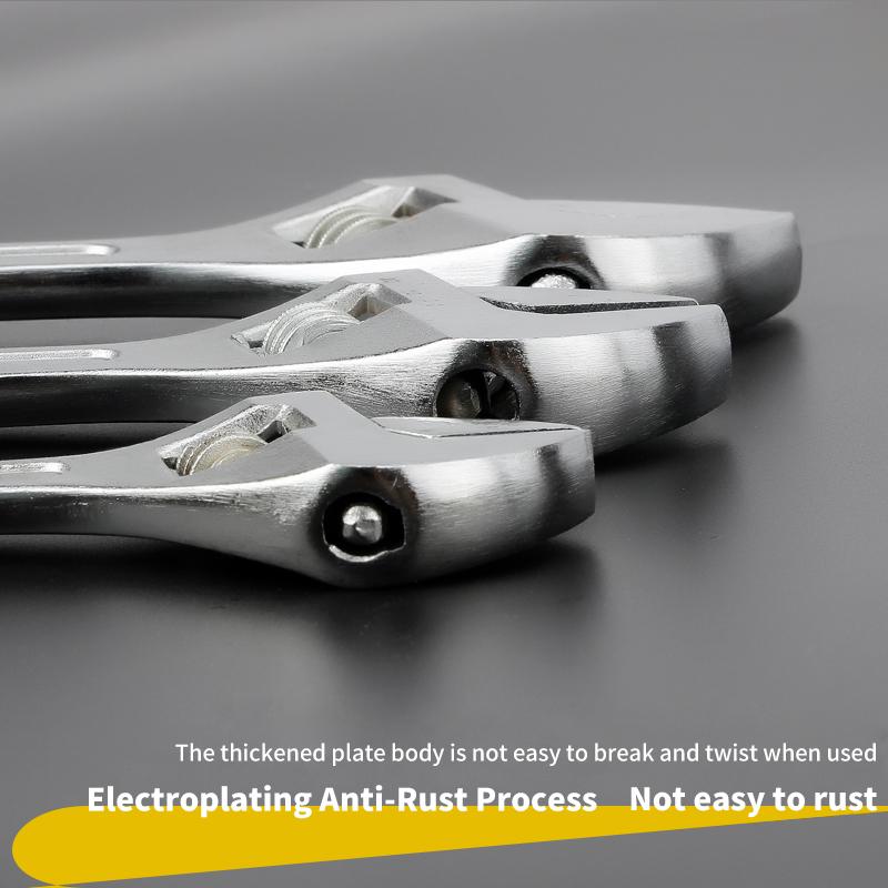 Free Shipping Large Opening Adjustable Spanner Monkey Wrench Adjustable Angle Slide Wrench 6-8-10-12-15 Inch Household Tools