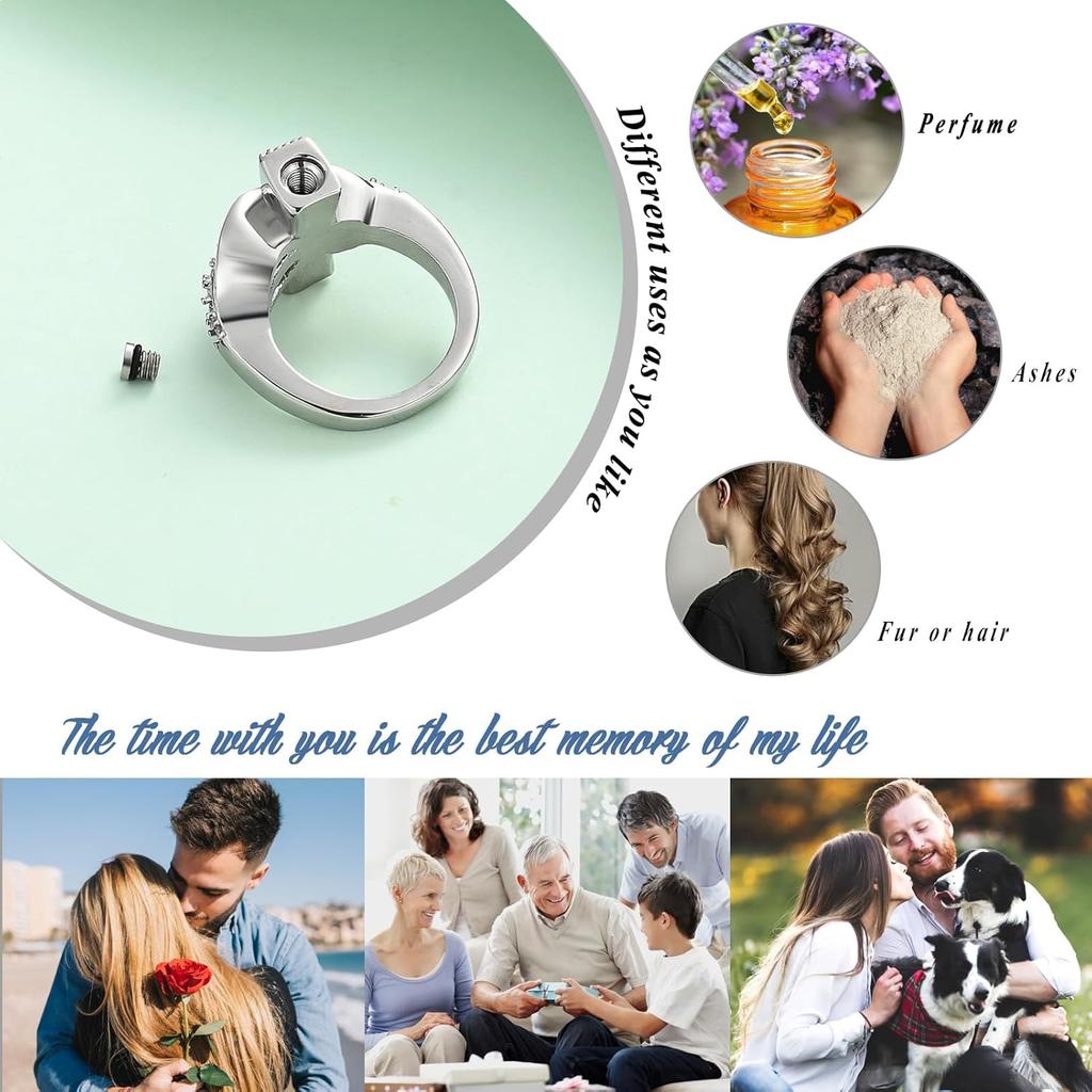 Diamond Cross Urn Ring for Ashes For Women Man, Cremation Urn Ring Finger Ring Hold Loved Ones Ashes