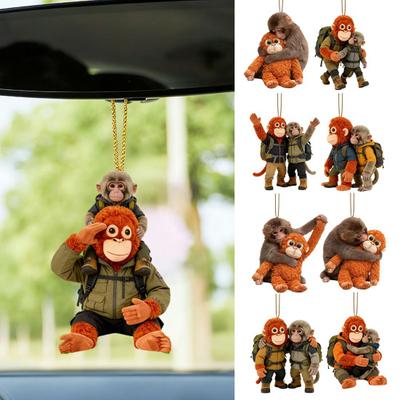 Affe umarmendes Plüschtier Schlüsselanhänger 2D Affe Acryl Schlüsselanhänger für Rucksack Handtasche Autoschlüssel Emotionales Geschenk für Familie Freunde