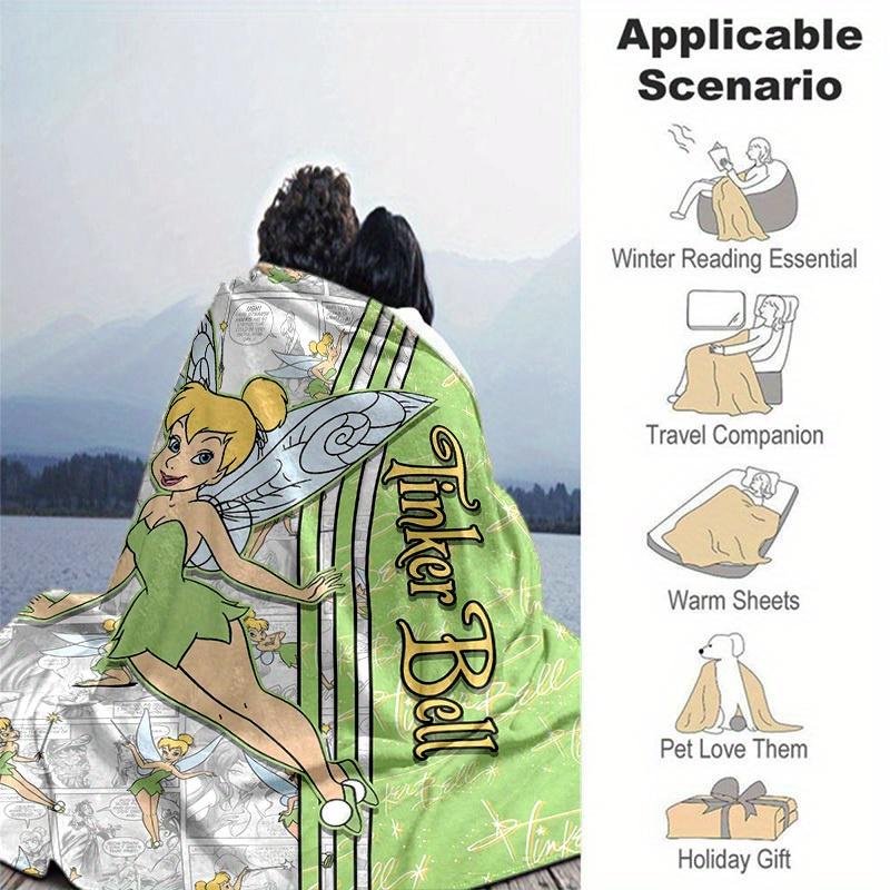 1 Stück. Tinkerbell Cartoon Decke, Saisonale Universelle Heimdekorative Überwurfdecke, Weiche Flanell Überwurfdecke, Wohnzimmer, Reisen, Camping,