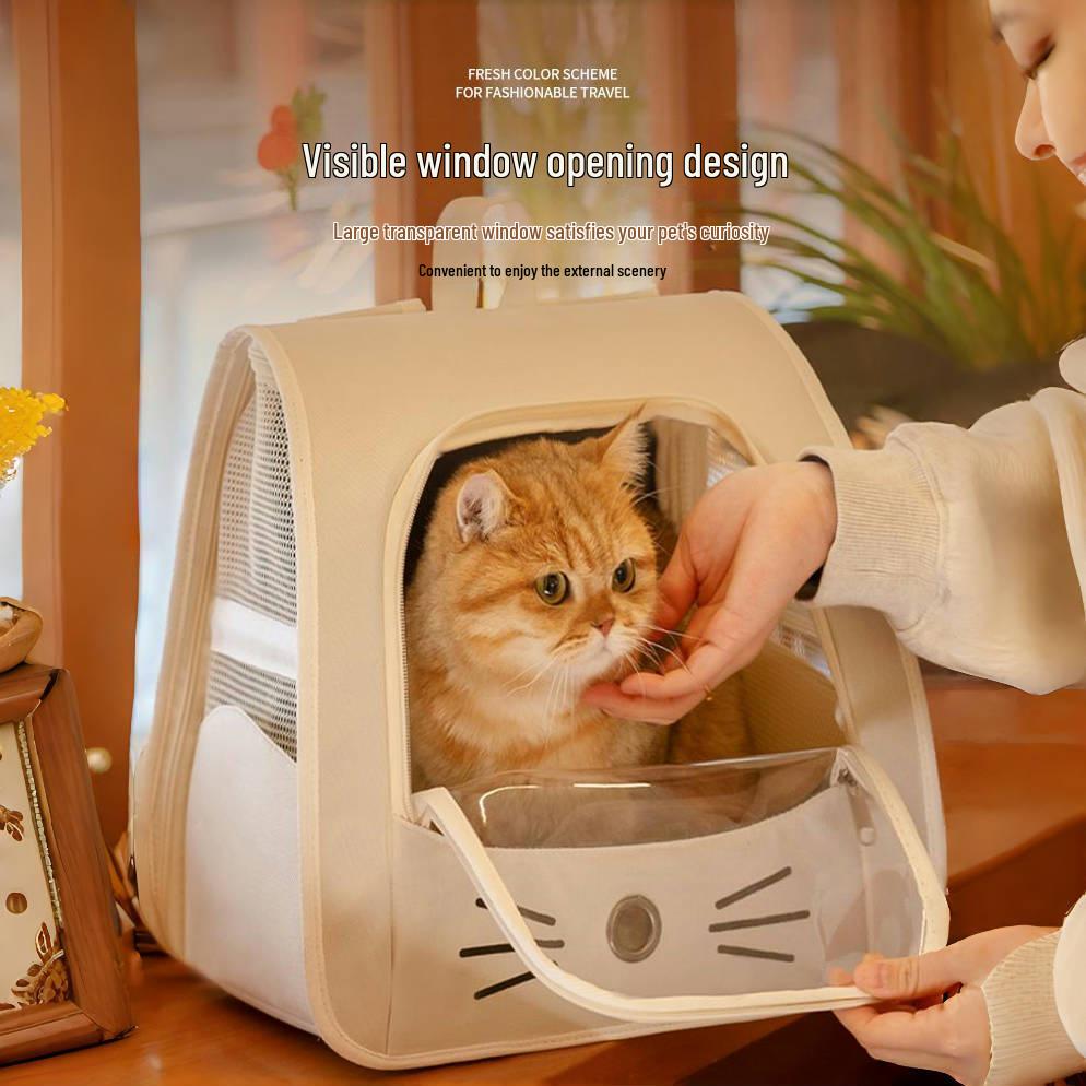 Travel Cat Backpack: Multifunctional, Foldable, Soothing, Anti-Scratch Double Shoulder Bag with Pet Compartment