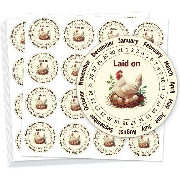 320 Pcs Quail Farm Fresh Eggs Stickers, 2 Inch Round Unwashed Eggs Carton Labels Sticker PET Adhesive Egg Packaging Stickers for Box Container Carton