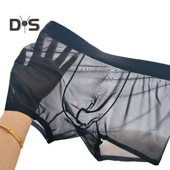 Men Boxer Underwear Elastic Mid-Waist Design U-Convex Thin Perspective Shorts Briefs Seamless Panties Daily Wear