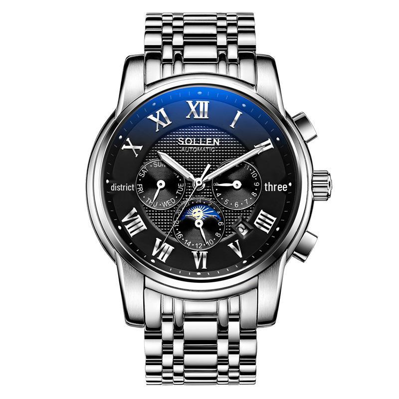 SOLLEN Solon Men's Automatic Scratch-Resistant Steel Band Watch - Fashion Business Design