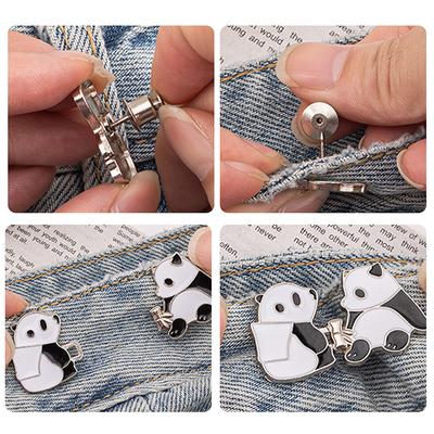2 Adet Sevimli Panda Düğme Ayarlayıcı Pantolon Etek Bel Sıkılaştırıcı Ayarlanabilir Bel Tokası Kot Pantolon Dikiş Gerektirmez Bel Düğmesi