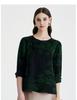 National style fragrant cloud yarn: 100% mulberry silk round neck temperament jacquard anti-aging silk shirt for women