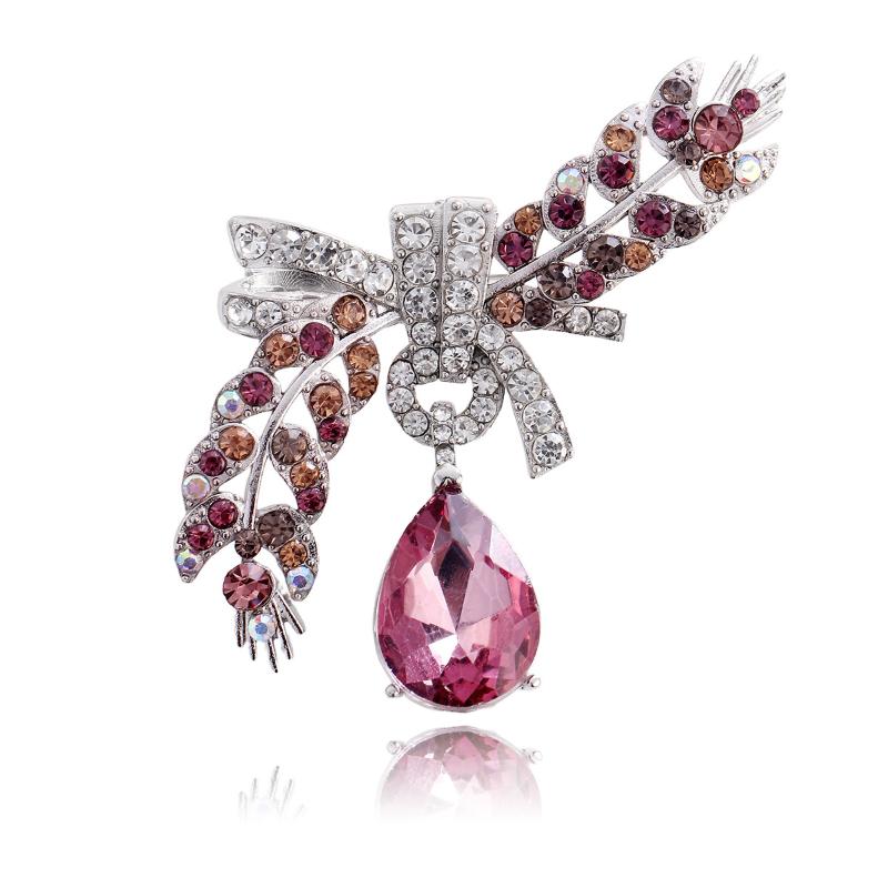 

Crystal Waterdrop Wheat Brooches For Women Beautiful Flowers Plants Party Office Brooch Clothes Backpack Pins Gifts рожевий