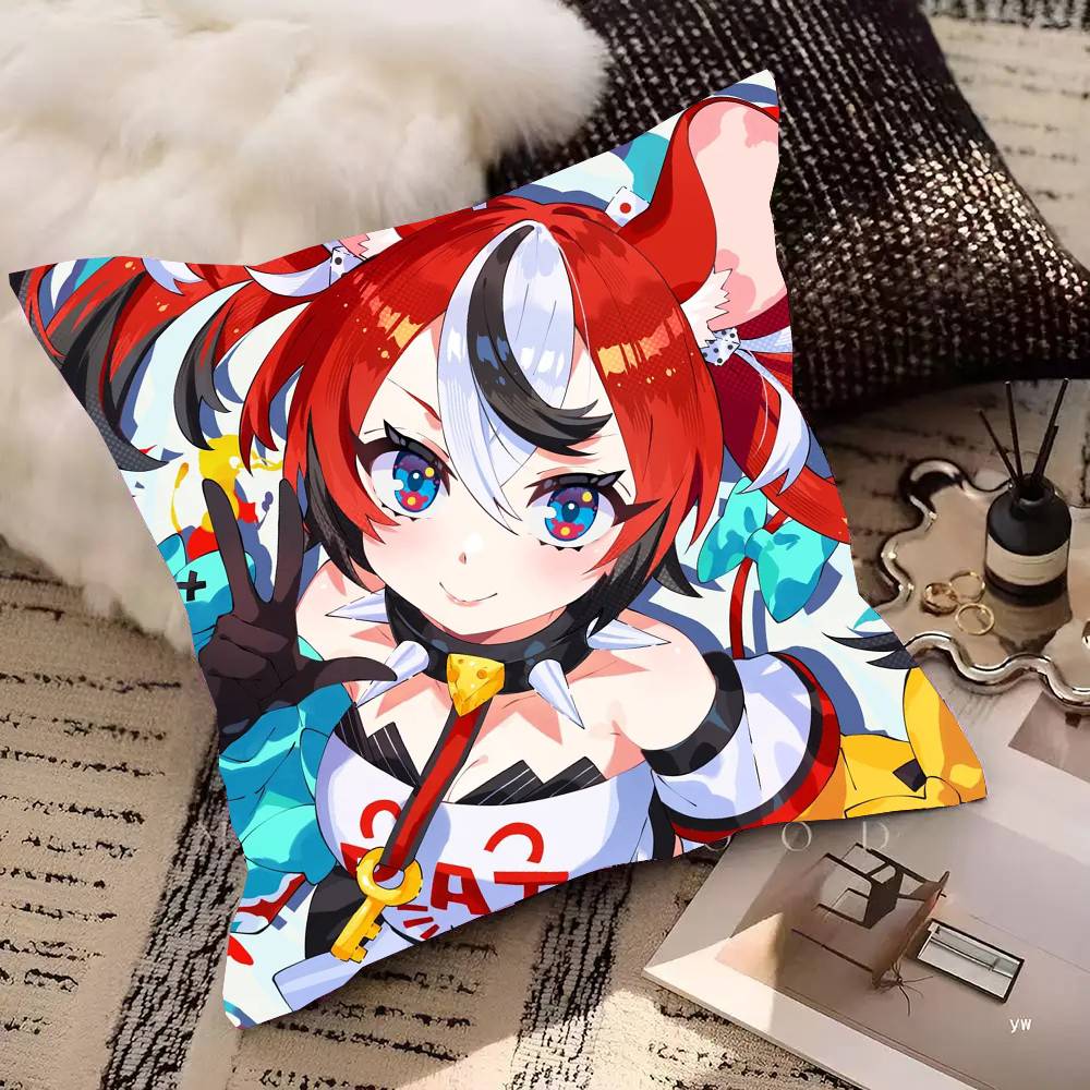 Anime H-Hakos Baelz Pillow Case Fashion Square Pillowcase Bedroom Sofa Room Ins Decoration Leisure
