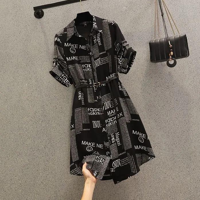 Women's Summer Slimming Waist-Defining Vintage Asymmetric Print Dress Elegant Commuter Dress Design