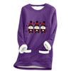 Ladies' Loose And Comfortable Round Neck Christmas Print Thick With Pockets Long Sleeved Top