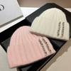 Paris Heavy Industry Light Luxury Rhinestone Knitted Hat Women'S Winter Outdoor Warm Rabbit Hair Wool Hat Wide Stripe Shows Small Face