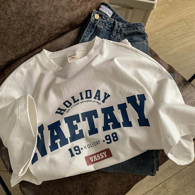 Heavy Cotton American Short-Sleeved Men S Summer Retro Clothes Trendy Top Loose Trendy Men S T-Shirt S