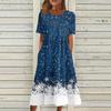 Women's Casual Fashion Christmas Print O-neck Dress