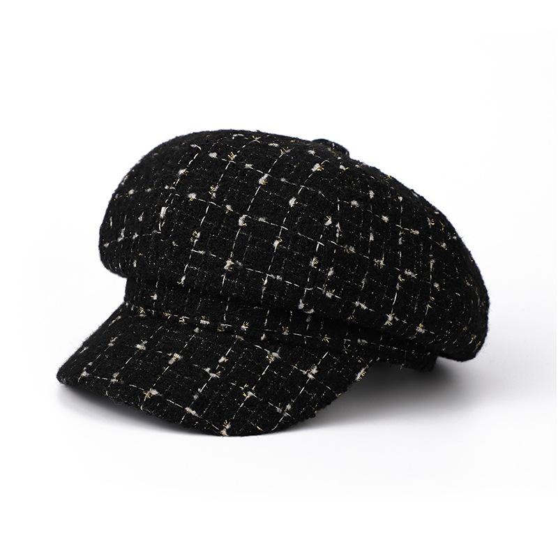 Women's Winter Hat Octagonal Plaid Retro Beret Newsboy Cap Autumn Winter Hats For Women Fashion Design Ladies Hat New Boina