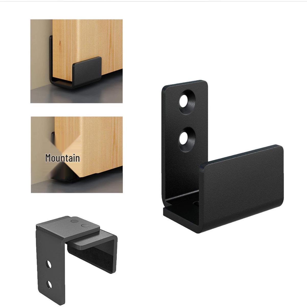 

Black Iron Barn Door Wall & Floor Guide Swing Stopper