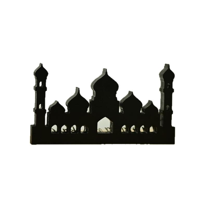 Handmade Wood Acrylic Castle Ornament For Tabletop Windowsill Bookshelf Display Middle Eastern Festival Celebration