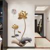 Self Adhesive 3D Wall Sticker Golden Lotus Peony Chinese Style Wallpaper for Bedroom Home Decor