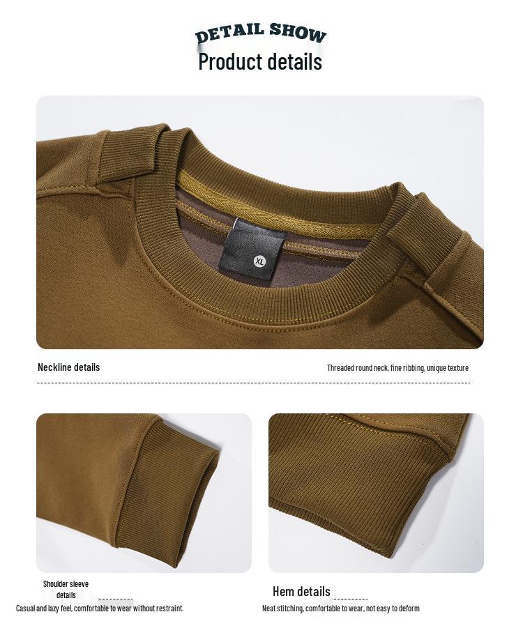 Men's Autumn Heavyweight Minimalist Double-Layer Collar Sweatshirt - Japanese Style, Spliced Round Neck, Trendy Loose Fit