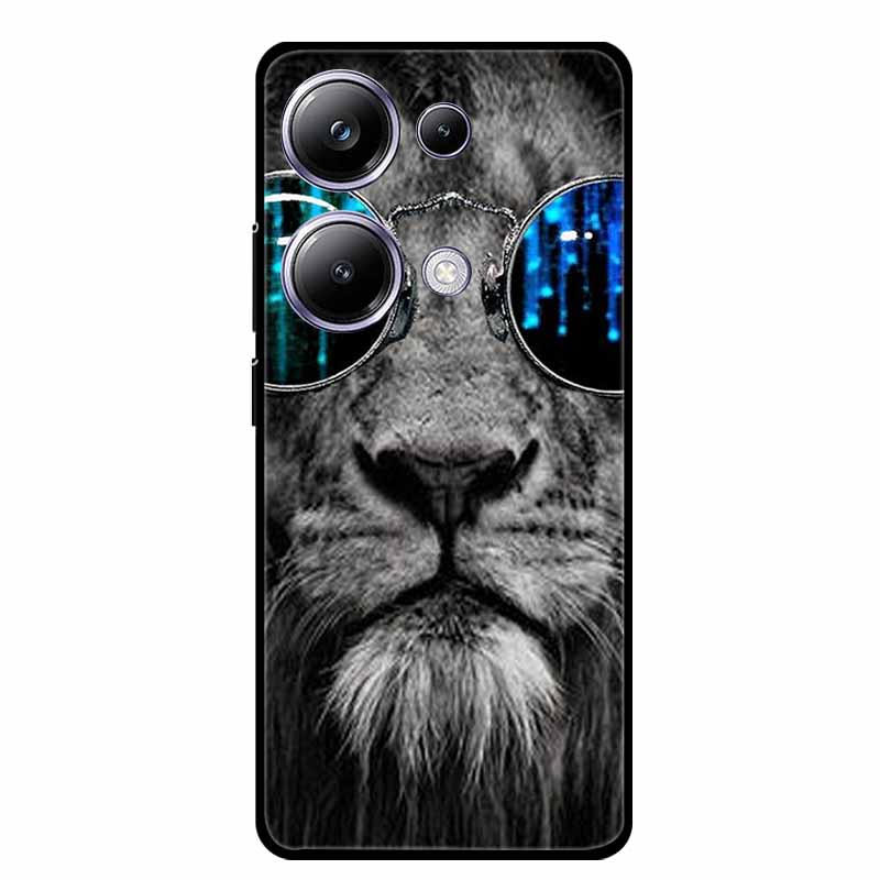 For Xiaomi Poco M6 Pro 4G Phone Case Cover Wolf Shockproof Black Silicone Soft Back Cover Cases For Poco M6 Pro Case M 6 M6Pro