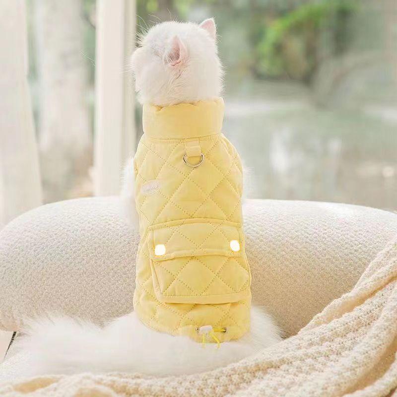 

Traction Pocket Vest Puppy Dog Clothes Autumn and Winter Teddy Bigbear Pomeranian Schnauzer Pet Small Dog Winter XL chest 50 back 40 about 10-6.5 kg