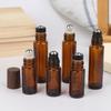 5ml 10ml Bursztynowe Przezroczyste Szklane Butelki Roll-on Plastikowa Nakrętka Imitująca Drewno Próbne Buteleczki z Kulka do Olejków Eterycznych Perfum