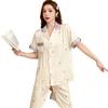 Seda Fria Primavera Fresca E Verão Roupa Exterior Casual Desenho Animado Manga Curta Calças Urso Estampa Completa Roupa de Dormir Conjunto