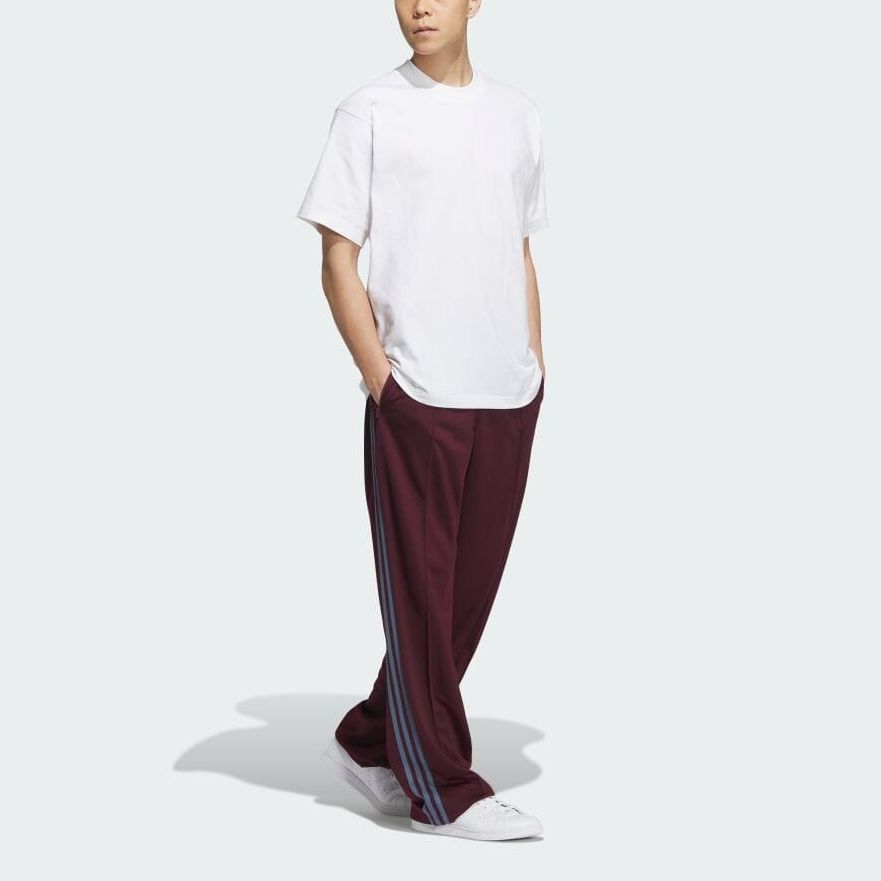 Adidas Originals Striped Print Elastic Waist Loose Casual Pants Unisex Bottoms Red IN1004