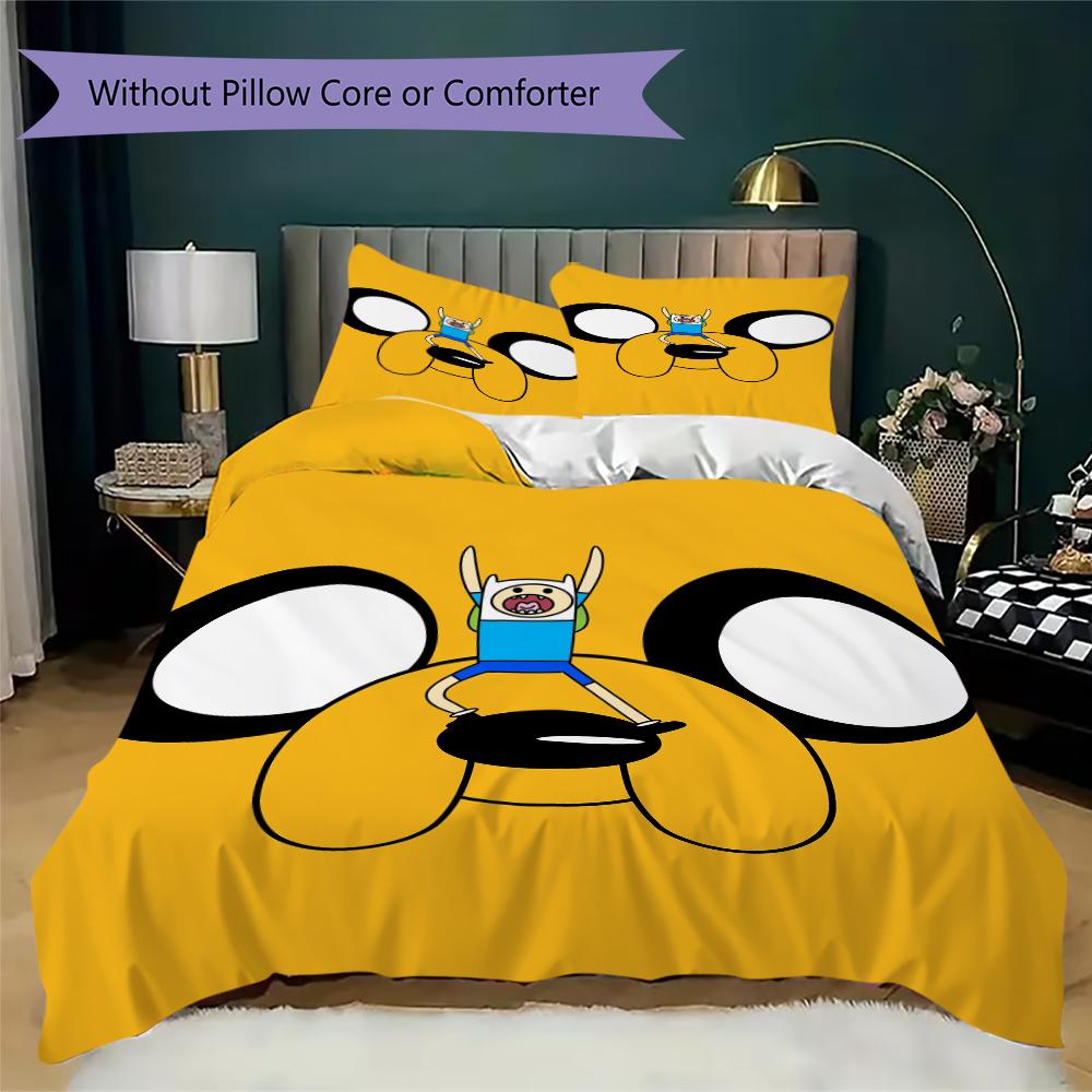 Adventure Time Anime Pattern Bedding Uilt Set Uilt Cover Pillowcase Home Decoration Birthday Gift (1 * Duvet Cover + 2 * Pillowcase  Without Core)03